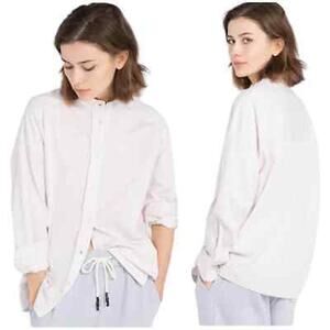Max Mara NWT Light Pink Edmea Button Down Blouse Size M Long Sleeve Striped